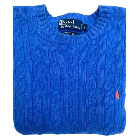 Polo Ralph Lauren Other - Vintage Polo Ralph Lauren Mens Cable Knit Sweater L Crew Neck Merino Wool Angora